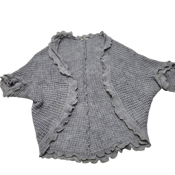 Moth Anthropologie cocoon knit ruffle cardigan open wool Grandma core - Picture 2 of 8